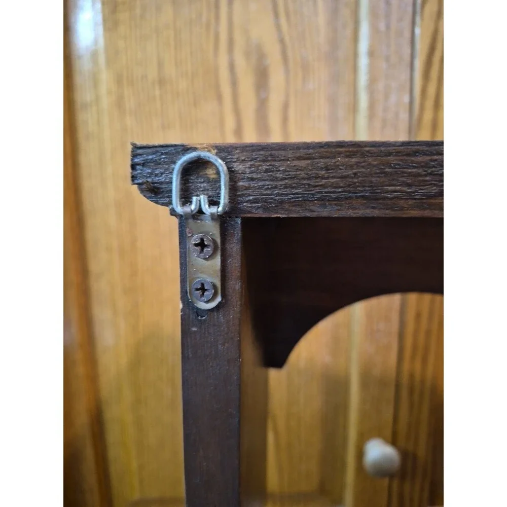 VTG Wooden Wall Mount Arched Curio Display Cubby Trinket Shelf 26”H Solid Wood